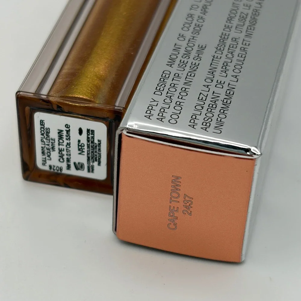 NARS Full Vinyl Lip Lacquer Cape Town 2437 Metallic Gold Peach Pink 0.17oz NIB